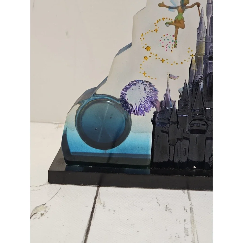 Walt Disney World Acrylic Clock Characters in Front of Castle Fireworks